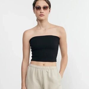 Enza Costa Black Strapless Crop Top